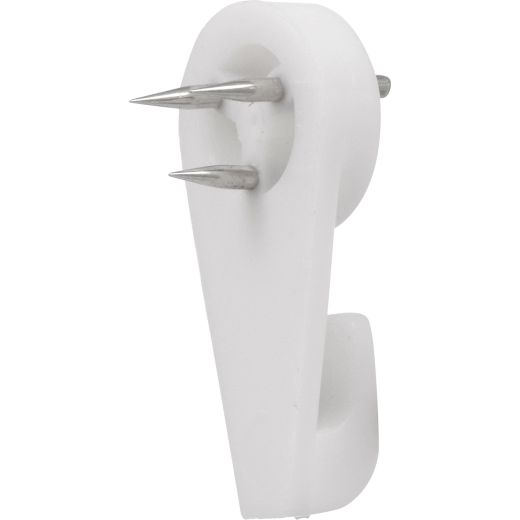 1/2" Plastic White Nail-In Hardwall Hook-5/Pack