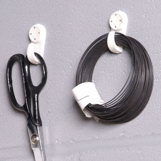 1/2" Plastic White Nail-In Hardwall Hook-5/Pack