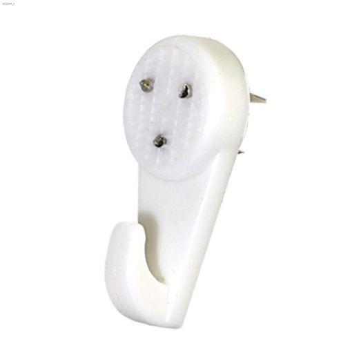 1\" Plastic White Nail-In Hardwall Hook-3\/Pack