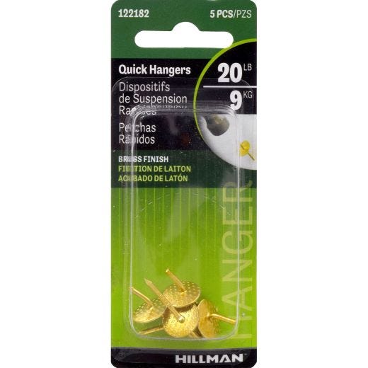 20 lb Brass Plated Quick Hanger-5/Pack