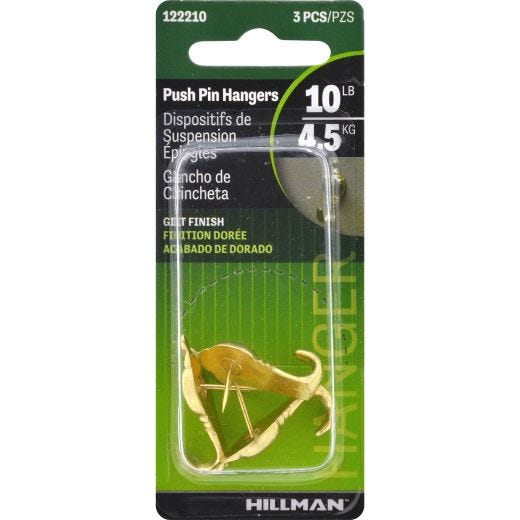 Gilt Colonial Push Pin Hanger-3/Pack