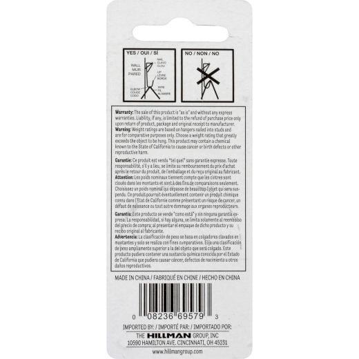 100 lb Steel Brass Plated Standard Hanger With Nails-2/Pack