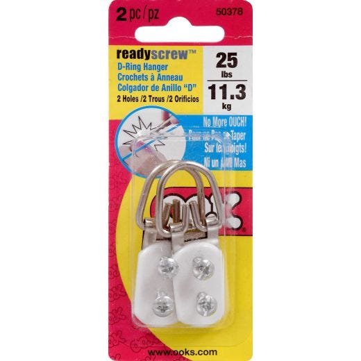 2 Hole Ready Nail D-Ring Hanger-2/Pack