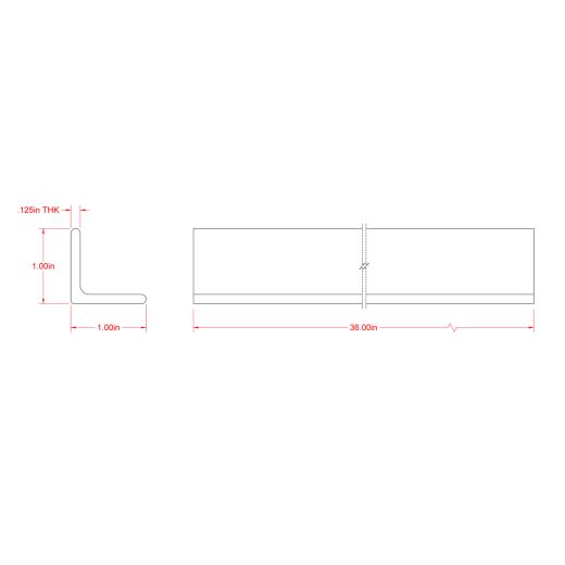 1/8" x 1" x 3' Weldable Low Carbon Steel Angle Bar