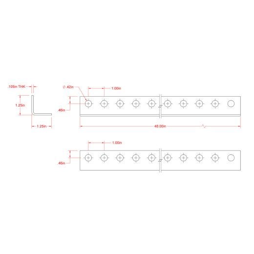 1-1/4" x 1-1/4" x 4' 12 Gauge Perforated Angle Bar