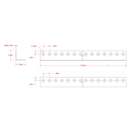 1-1/4" x 1-1/4" x 6' 16 Gauge Perforated Angle Bar