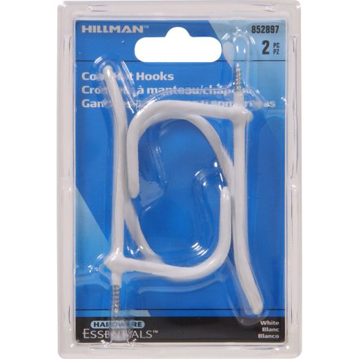 White Vinyl Wire Coat/Hat Hook
