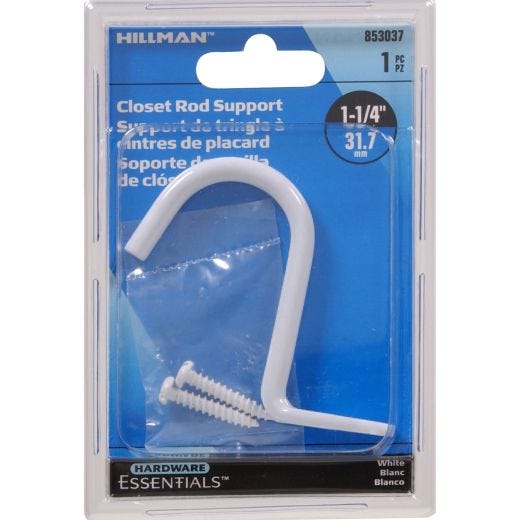 Support central de tringle blanc 1-1/4"