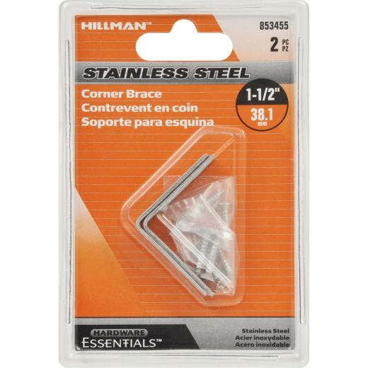 1-1/2" x 1/2" Stainless Steel Corner Brace