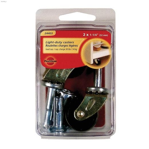 Roulettes de 1 1/4" d'Usage Léger Plastique Noir et Douille