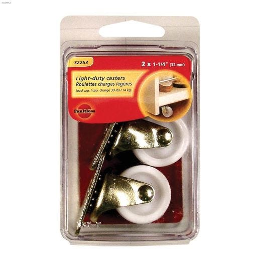Roulette de 1 1/4" en Plastique Blanc d'Usage Léger Installé