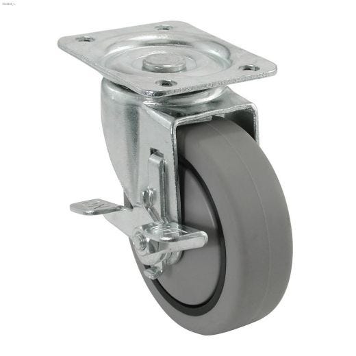 3\" x 3-13\/16\" Black Medium Duty Swivel Caster With Brake