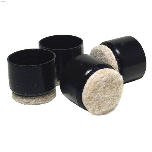 1-1\/4\" Black Round Leg Tip With Felt