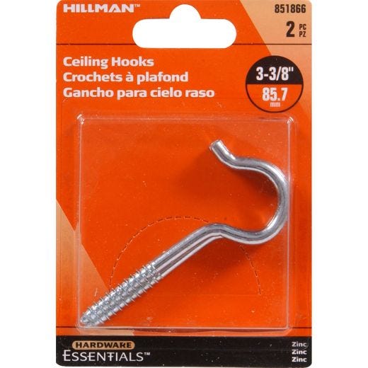 Crochet à vis rond de plafond plaqué zinc-2/paquet 3-3/8"