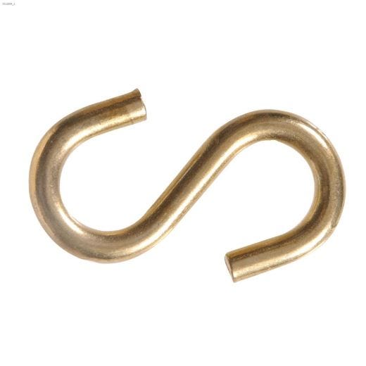 0.121\" x 1\" Brass Plated S-Hook-3\/Pack