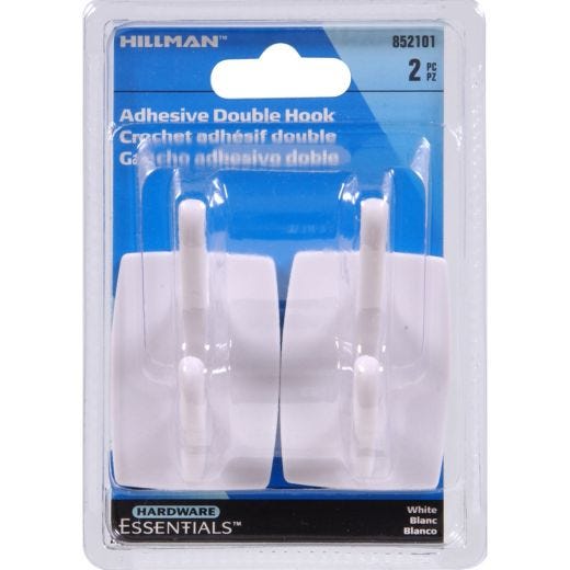 White Light-Duty Adhesive Double Hook