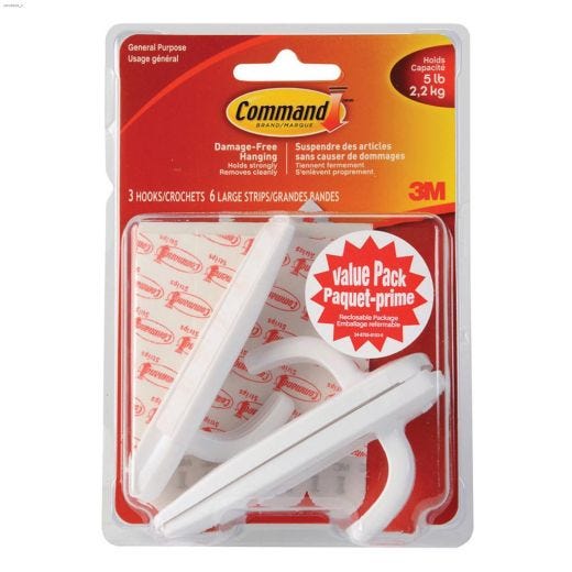 Command\u2122 White Large Utility Hook With Large Strips