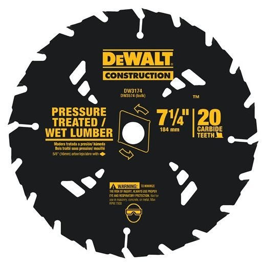 Small Dia Construction Saw Blade 7-1/4" x 0.045" 20 Teeth