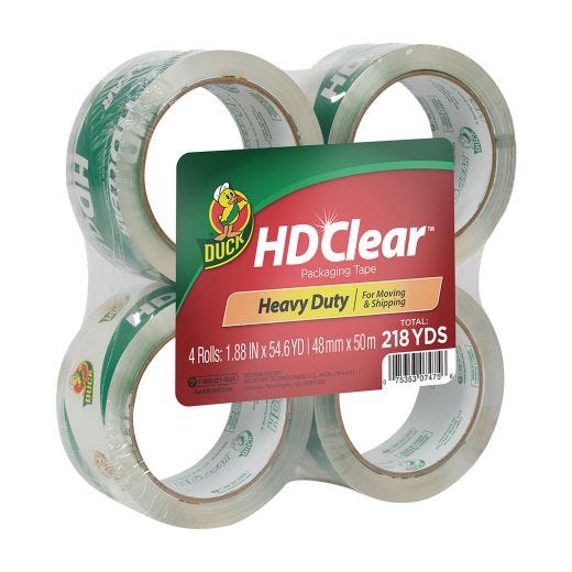 54.6 yd x 1.88" Clear High Performance Packaging Tape-4/Pack