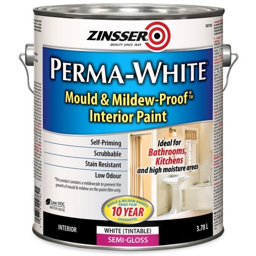 Mould & Mildew-Proof 1 gal Semi Gloss White Int Paint
