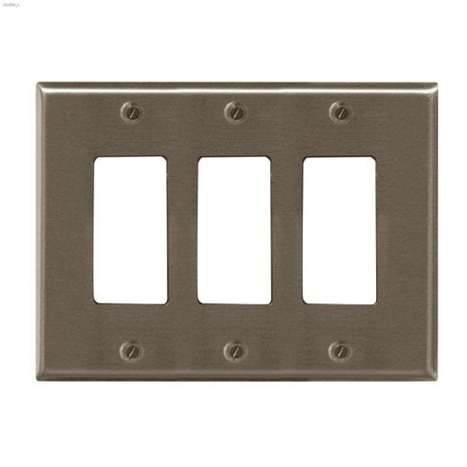 Satin Nickel Metal Triple Rocker Wall Plate
