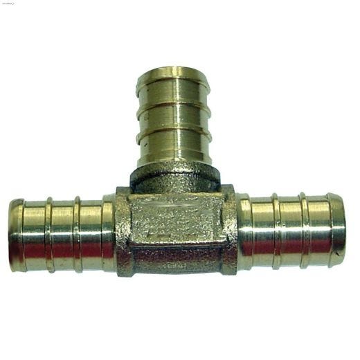 3\/4\" x 1\/2\" x 3\/4\" Barb Brass PEX Tee
