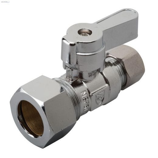 M-Line 3\/8\" x 5\/8\" Compression Straight Ball Shut-Off Valve