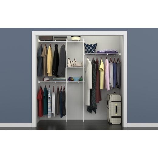 96" x 12" White Steel Closet Organizer