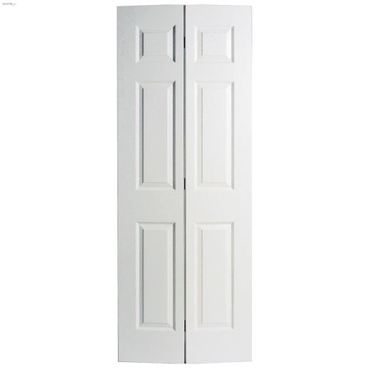 30\" x 80\" Prime White Masonite Classics Bi-Fold Door