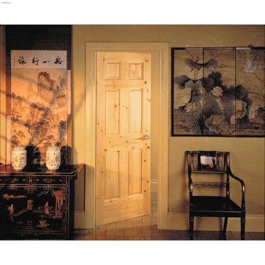 Cale de porte à 6 panneaux en pin noueux 32" x 80"