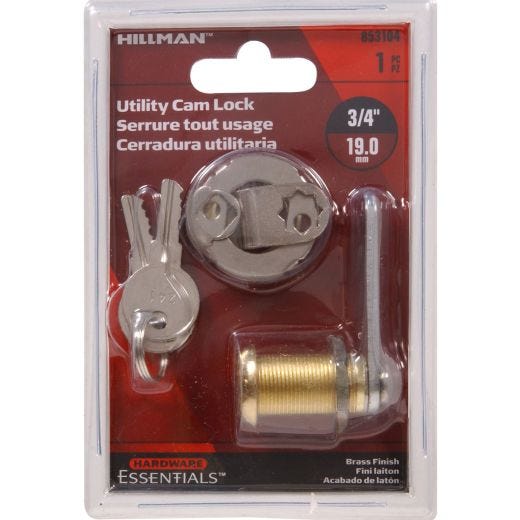 3/4" Brass Plated Keyed Door/Drawer Utility Lock