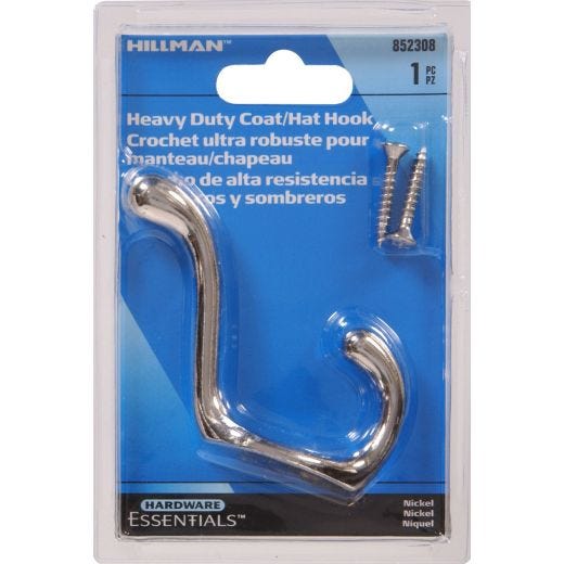 Nickel Heavy Duty Coat/Hat Hook