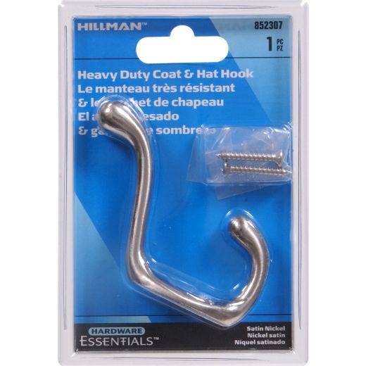 Satin Nickel Heavy Duty Coat/Hat Hook