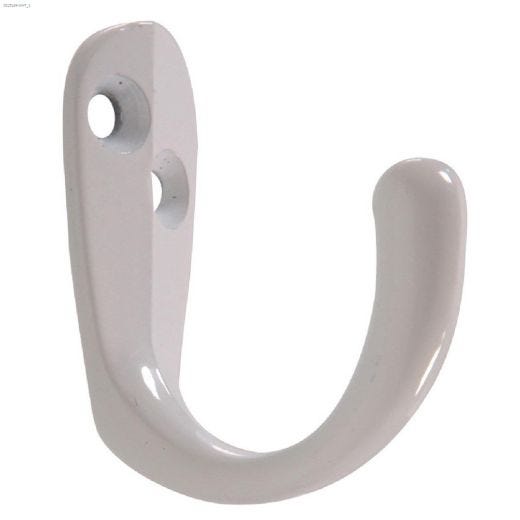 White Single Clothes Hook-2\/Pack
