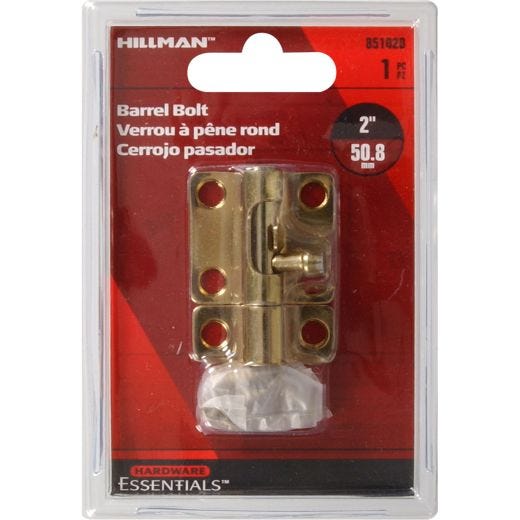 Verrou cylindrique, fini zinc et dichromate jaune 2"