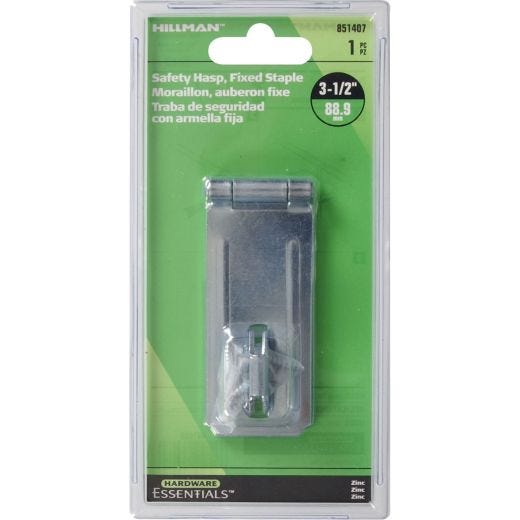3-1/2" Zinc Plated Fixed Staple Safety Hasp