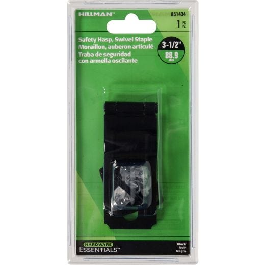 3-1/2" Black Swivel Staples Safety Hasp