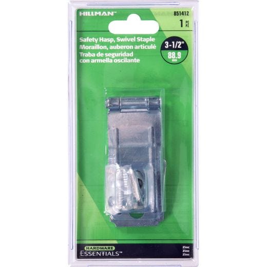 3-1/2" Zinc Plated Swivel Staples Safety Hasp