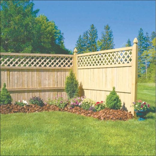 64" x 8' Green Pressure Treated Lattice Top Fence Panel