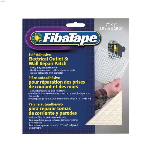 FibaTape\u00ae 7\" x 7\" White Electrical Outlet\/Wall Repair Patch