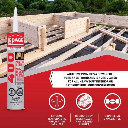 Adhésif pour sous-plancher et terrasse beige PL® 400® 825 ml