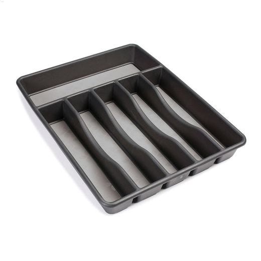 Plastic Black With Gray Base No-Slip Cutlery Tray