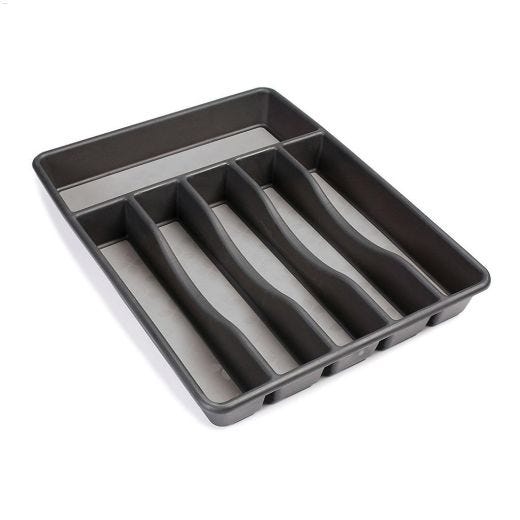 Plastic Black With Gray Base No-Slip Cutlery Tray