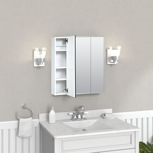 25-1/2" x 23.63" White Medicine Cabinet