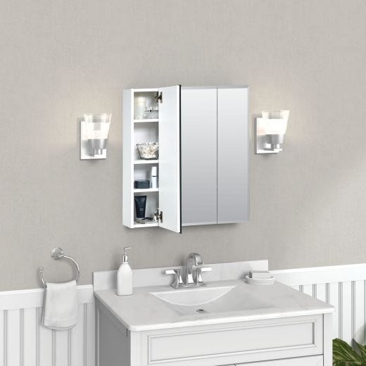 25-1/2" x 23.63" White Medicine Cabinet