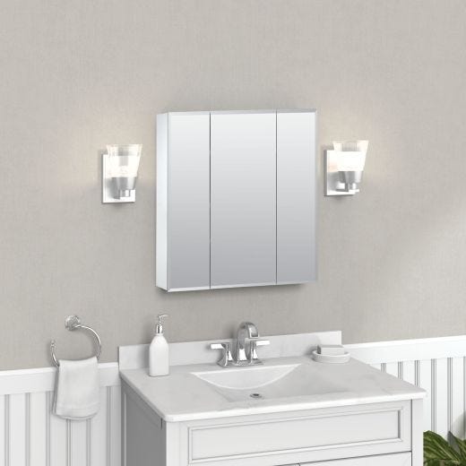 25-1/2" x 23.63" White Medicine Cabinet