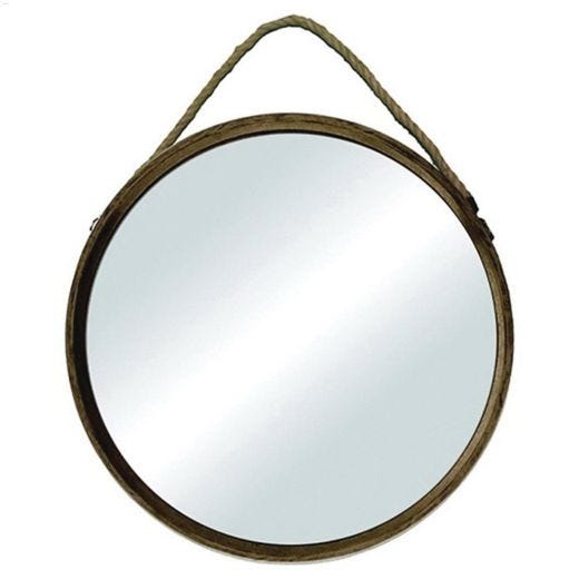 18-1\/2\" x 18-1\/2\" Wood Mirror With Rope