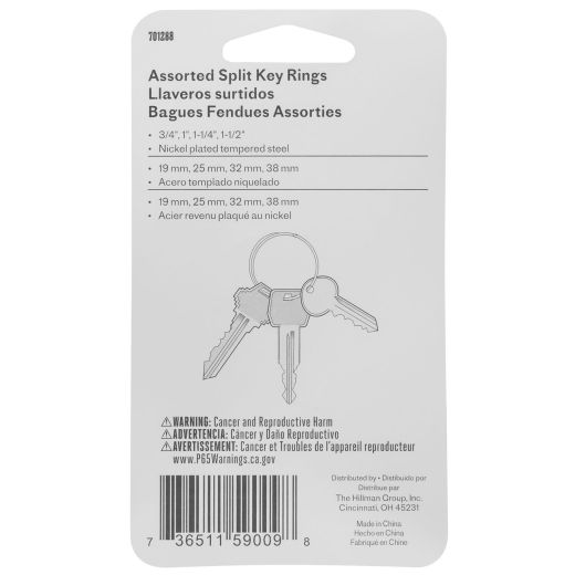 Assortiment de porte-clés à anneau fendu