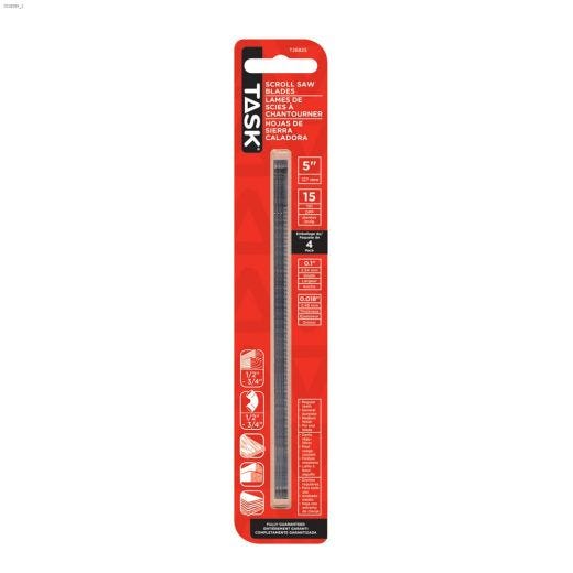 5\" x 0.018\" x 0.1\" 15 TPI Pin End Scroll Saw Blade-4\/Pack