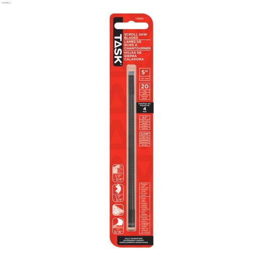 5\" x 0.018\" x 0.1\" 20 TPI Pin End Scroll Saw Blade-4\/Pack